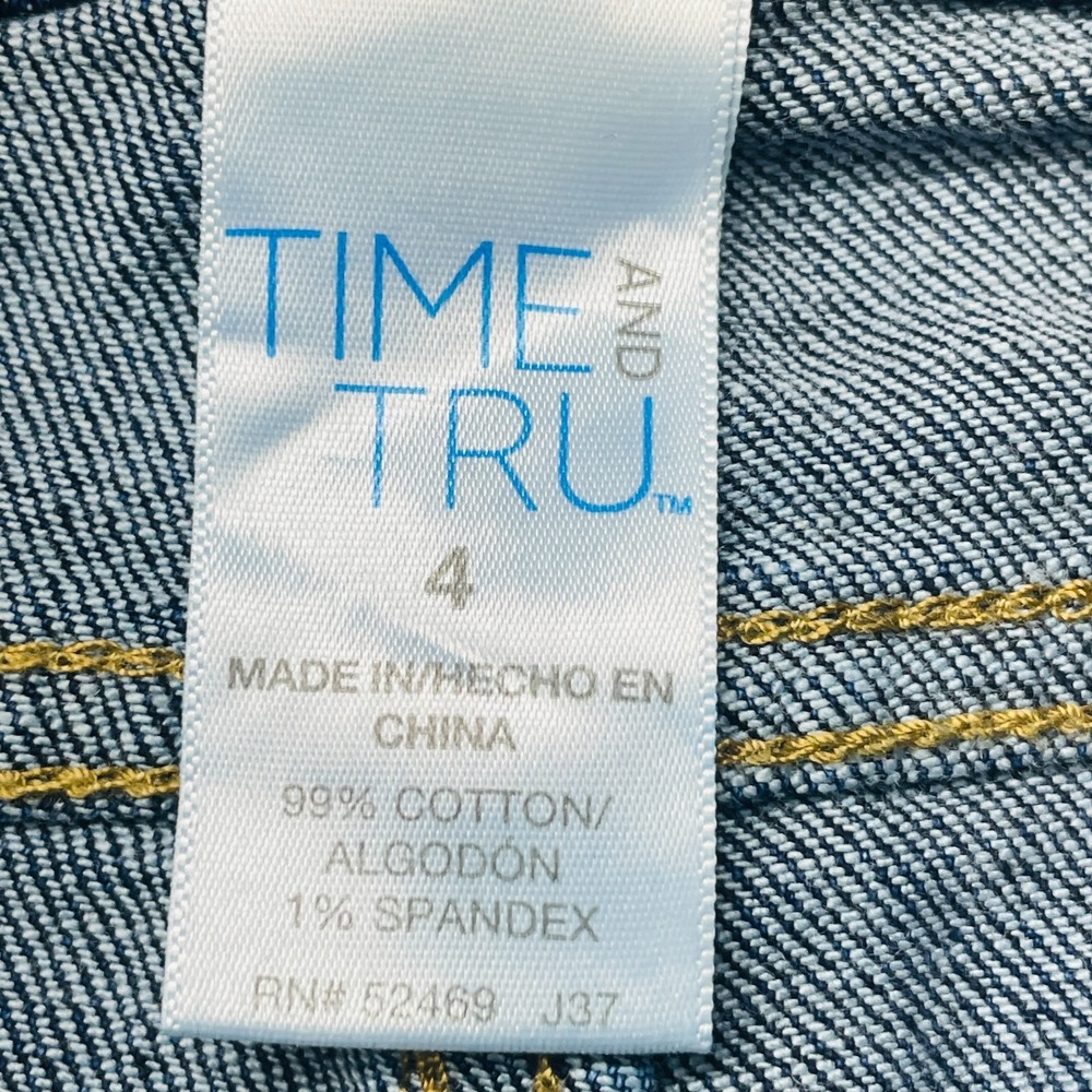 Time and Tru Bermuda Shorts Womens 4 Distressed Patchwork Denim Cuffed - Picture 9 of 14